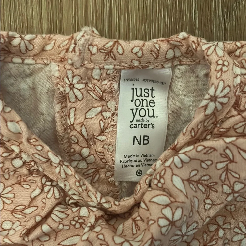 Carter's Pink and White Floral Bodysuit with Ruffled Collar